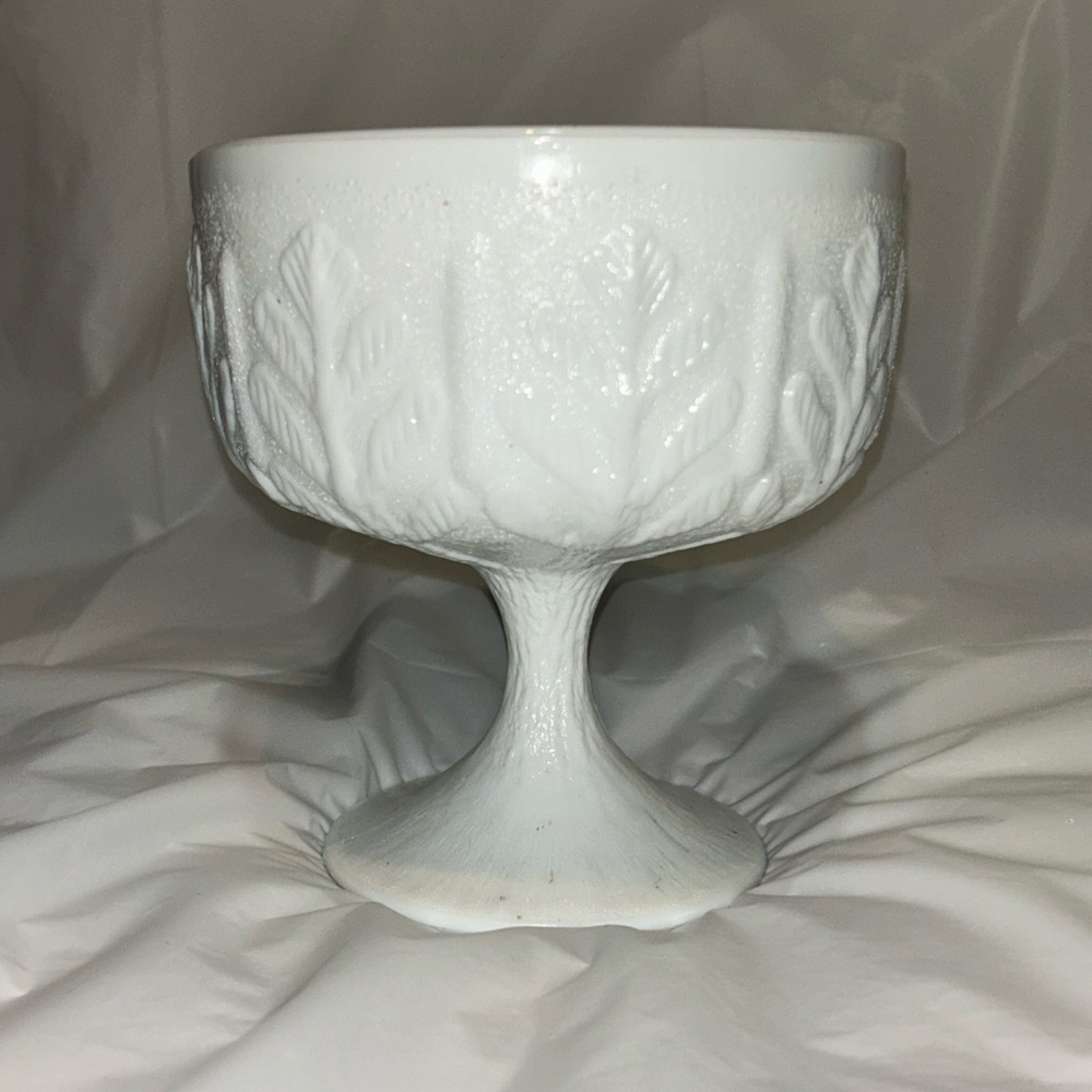Vintage FTD Milk Glass footed bowl Compote 1978